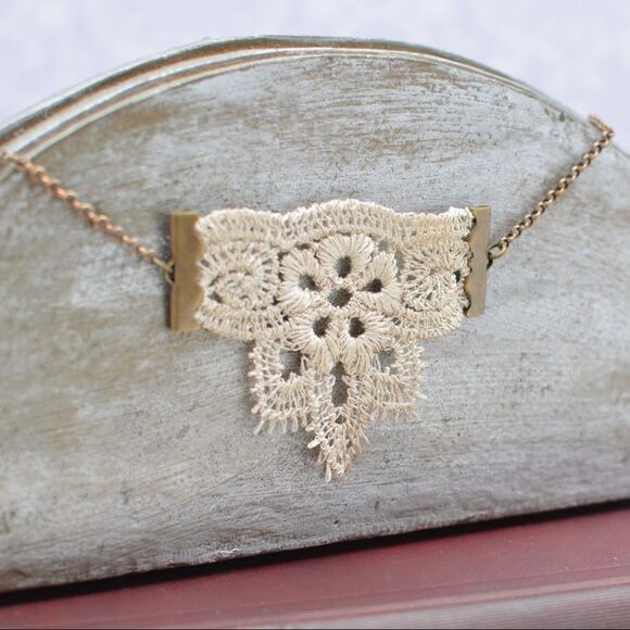 Crocheted Lace Boho Necklace - Picture 3 of 5